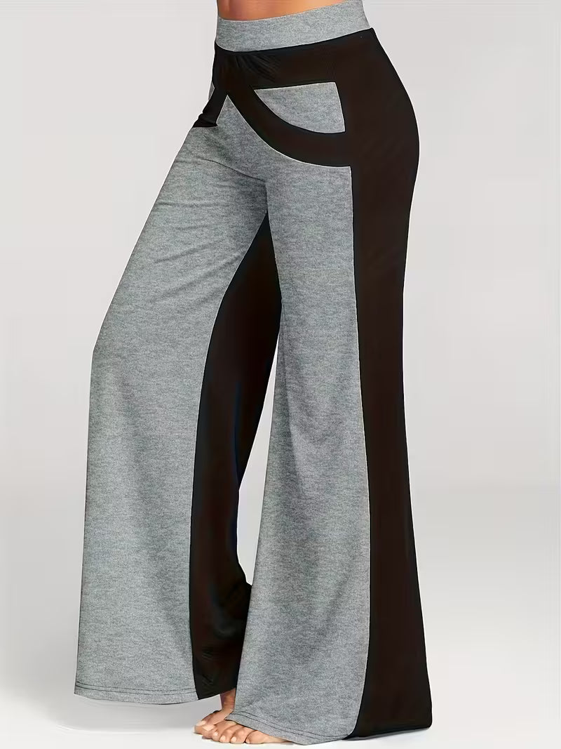 Plus Size Color Block Casual Pants