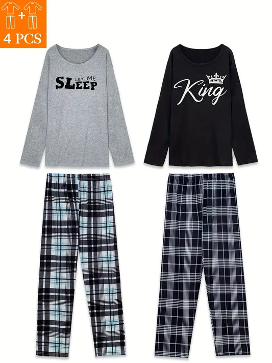 4pcs Men's Pajama Set,