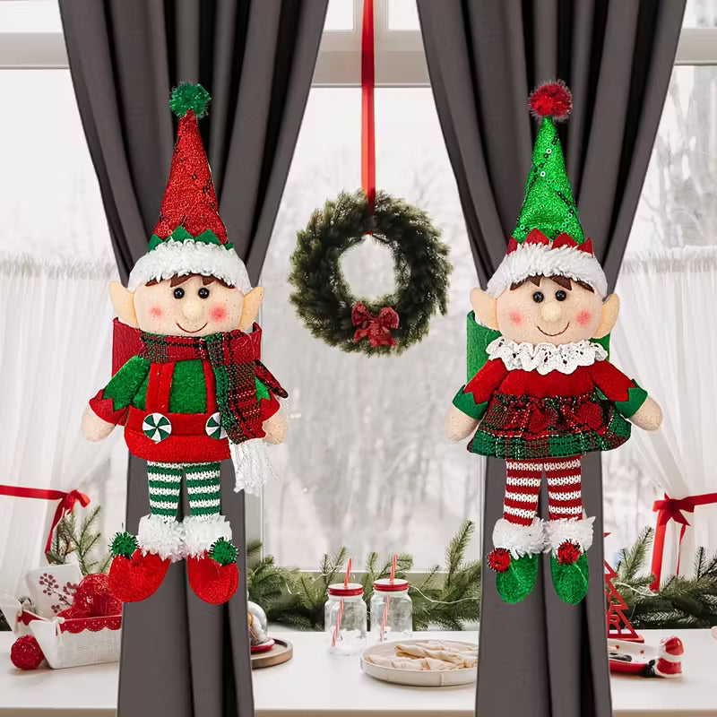 Christmas Decoration Elf Boys and Girls Curtains Buckle Wrapping Curtains
