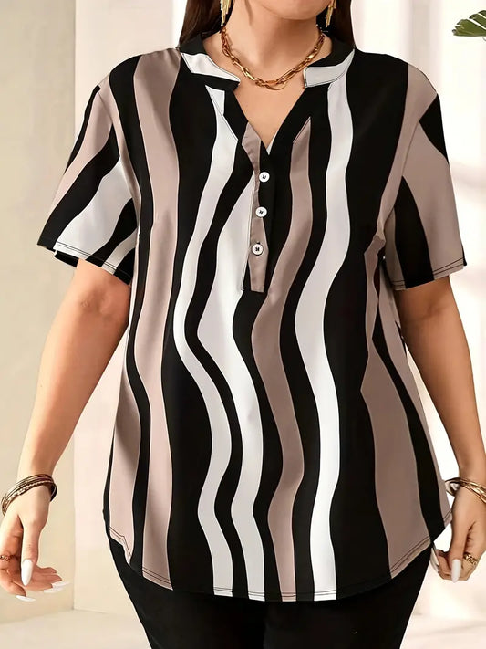 Plus Size Women's Stylish Elegant Buttoned