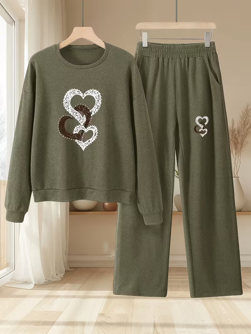 2pcs Autumn-Winter Heart Pattern sets