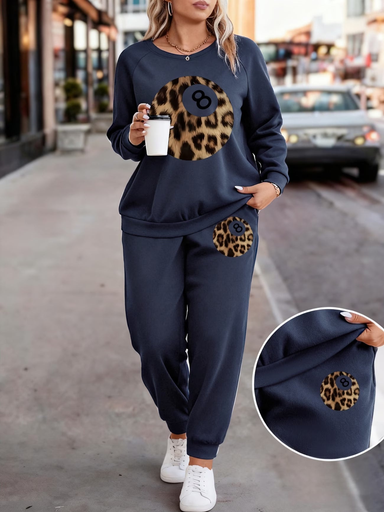 Women's Plus Size Set with a Letter Print