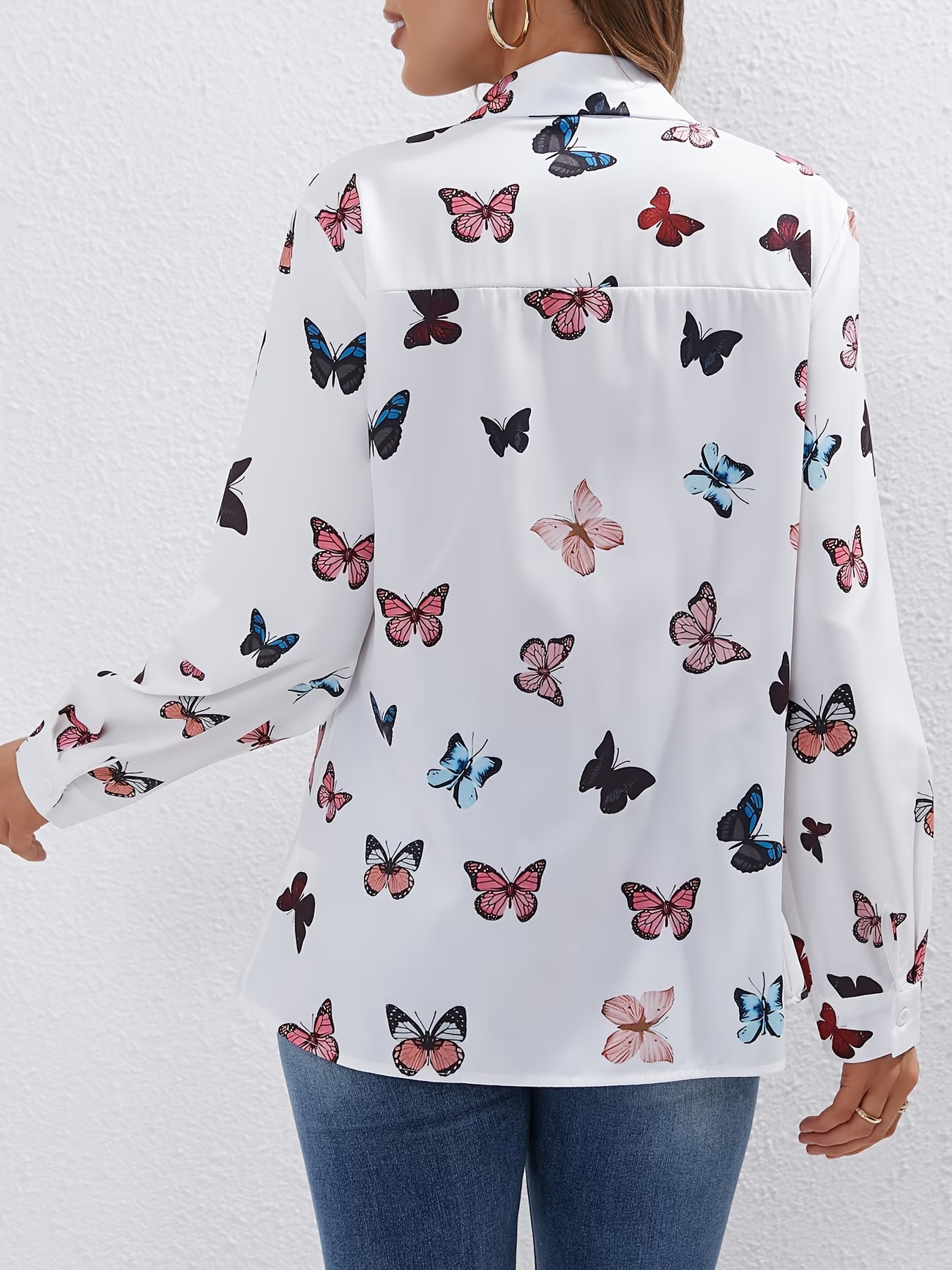Fashionable Butterfly Print Shirt