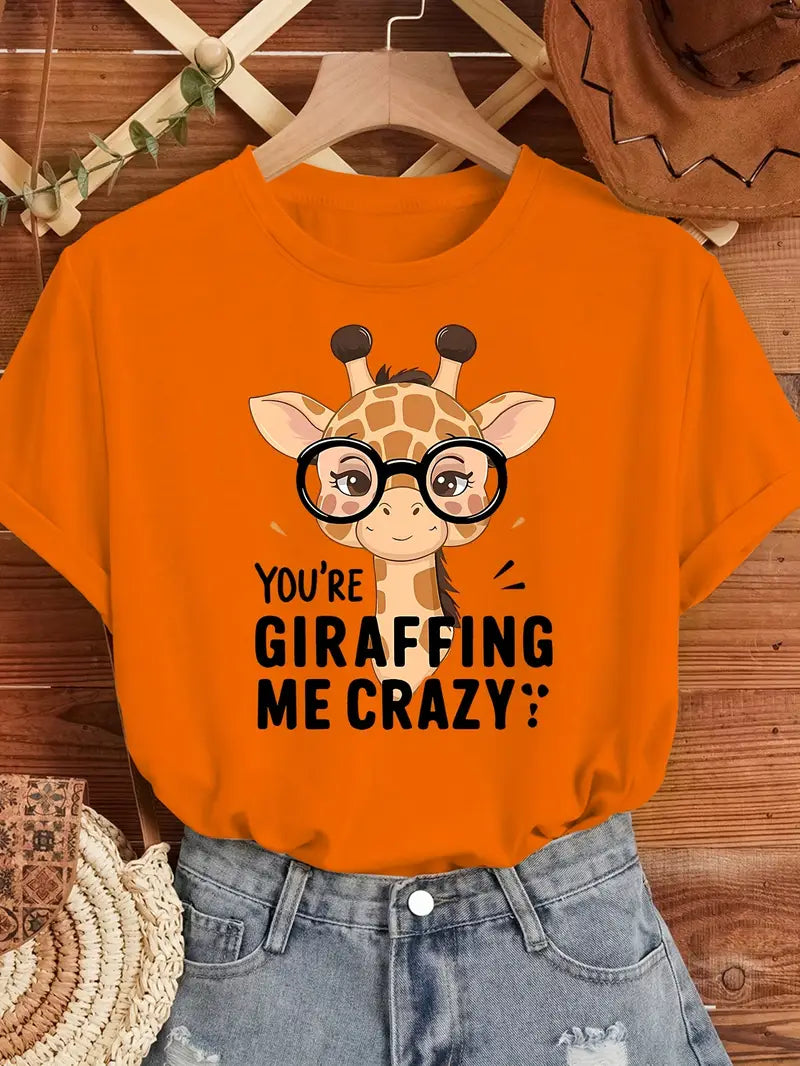 Women'S Cute Giraffe Graphic T-Shirt