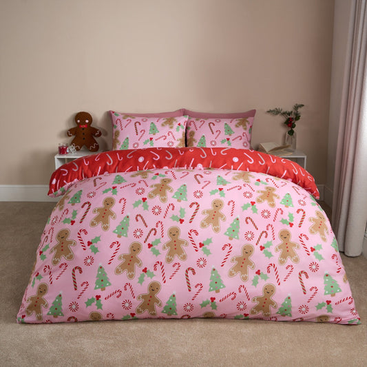 Gingerbread Man Candy Cane Reversible Duvet Set