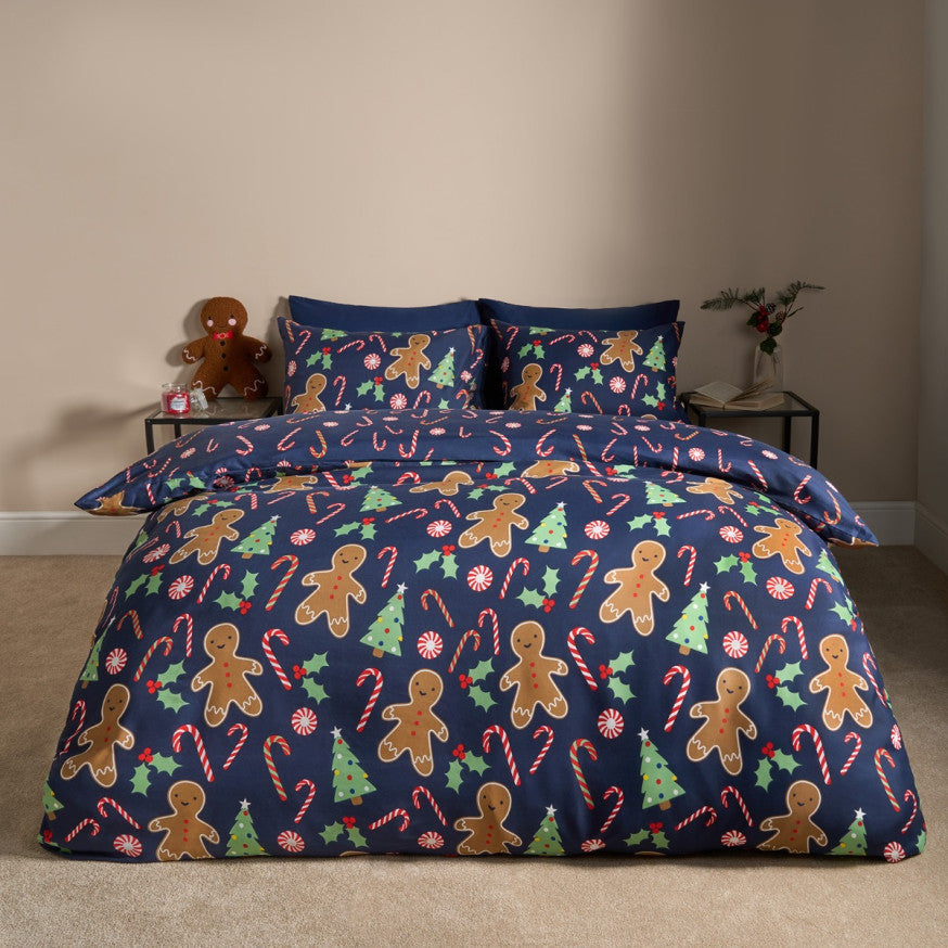 Gingerbread Man Candy Cane Reversible Duvet Set
