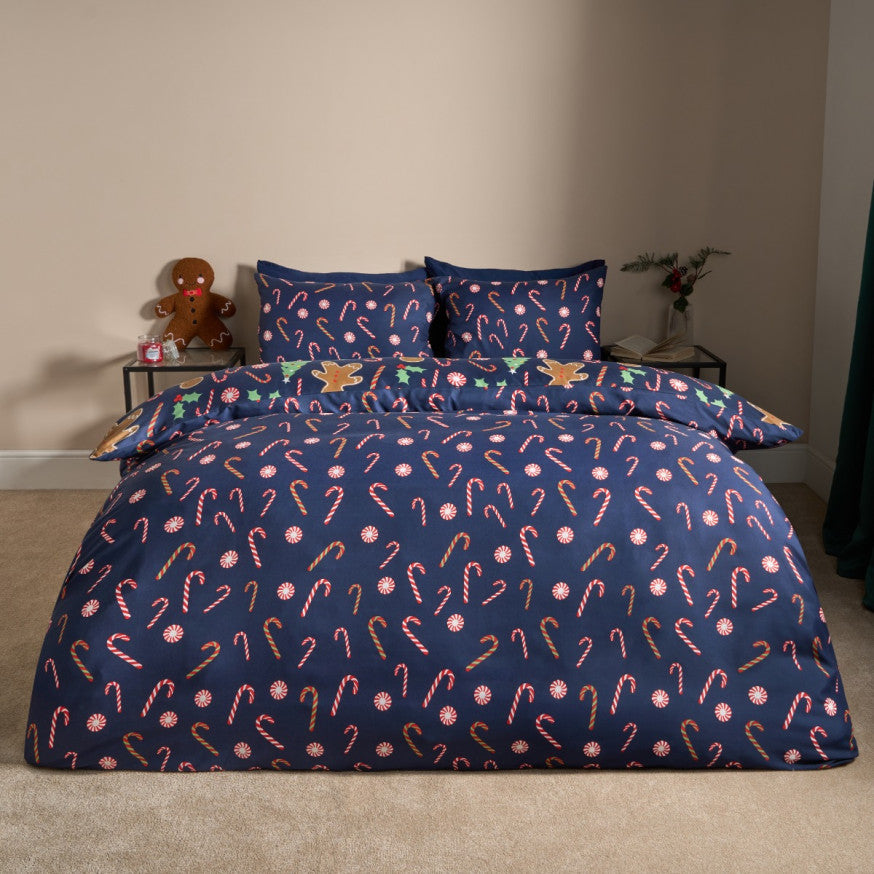 Gingerbread Man Candy Cane Reversible Duvet Set