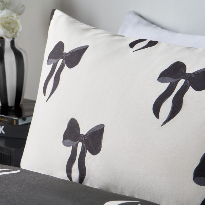 Bow Print Reversible Duvet Cover Set