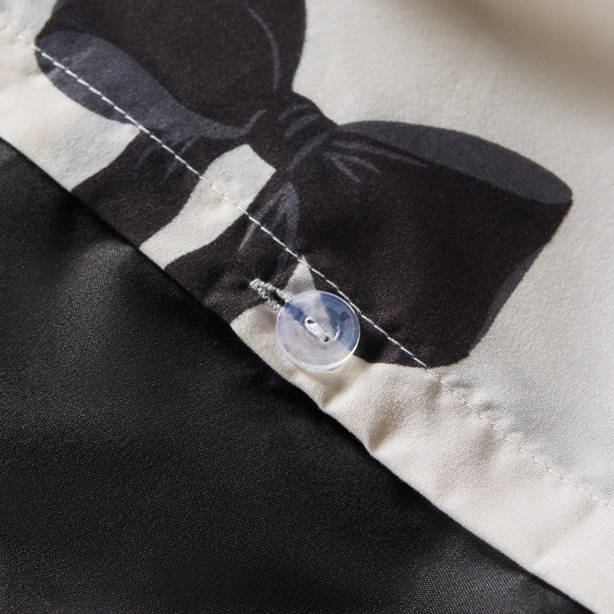 Bow Print Reversible Duvet Cover Set