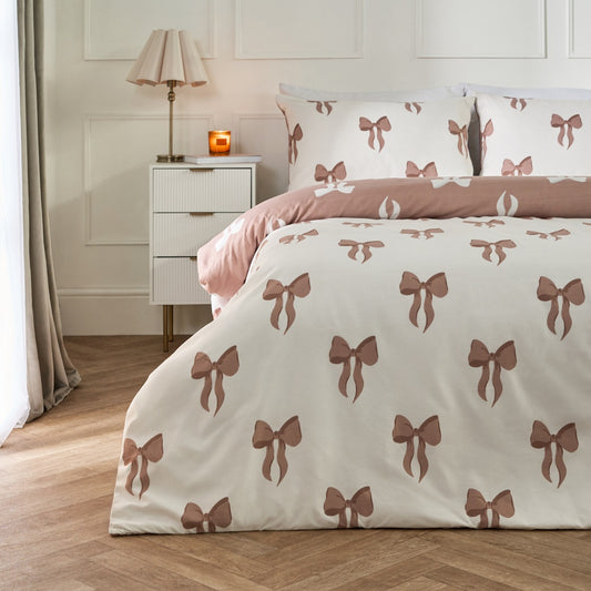 Bow Print Reversible Duvet Cover Set