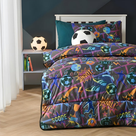 Football Comic Coverless 10.5 Tog Duvet Set, Multi - Single