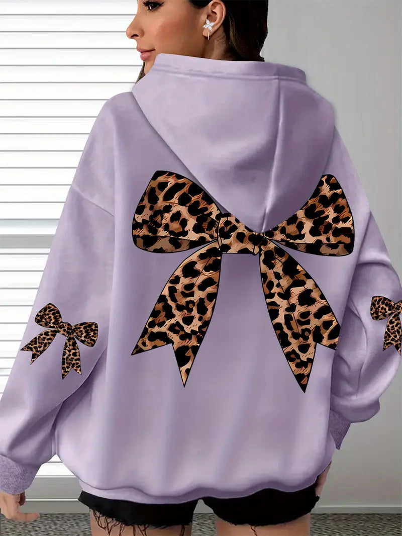 Plus Size Women'S Leopard Print Hoodie