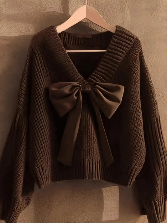 Elegant Sweater with Bow Accent
