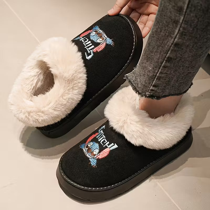 Embroidered Plush Slippers