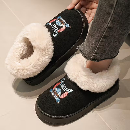 Embroidered Plush Slippers