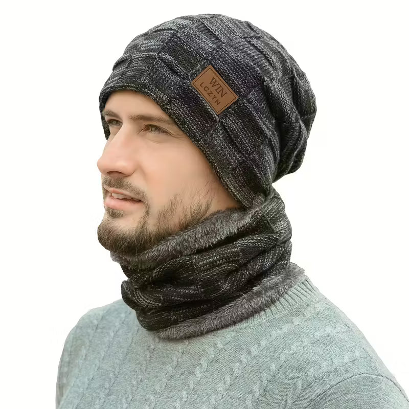 Men'S Winter Beanie Hat Scarf Set