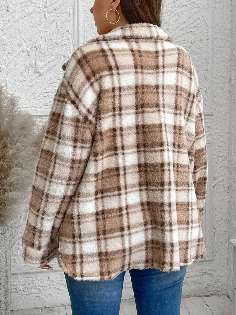 Women'S Cozy Fleece-Lined Plaid Jacket