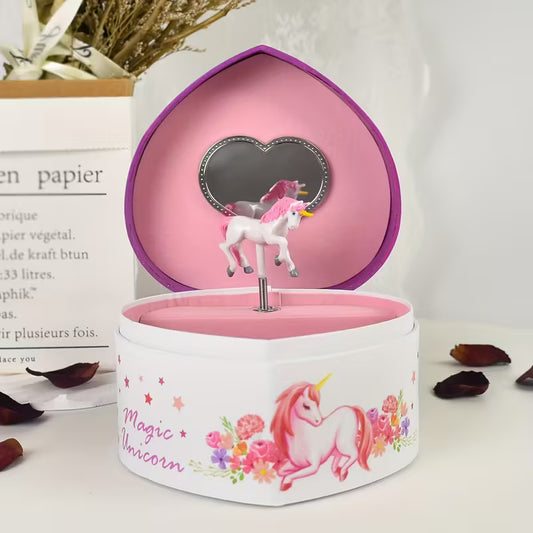 Classic Unicorn Musical Jewelry Box with Rotating Figurine,