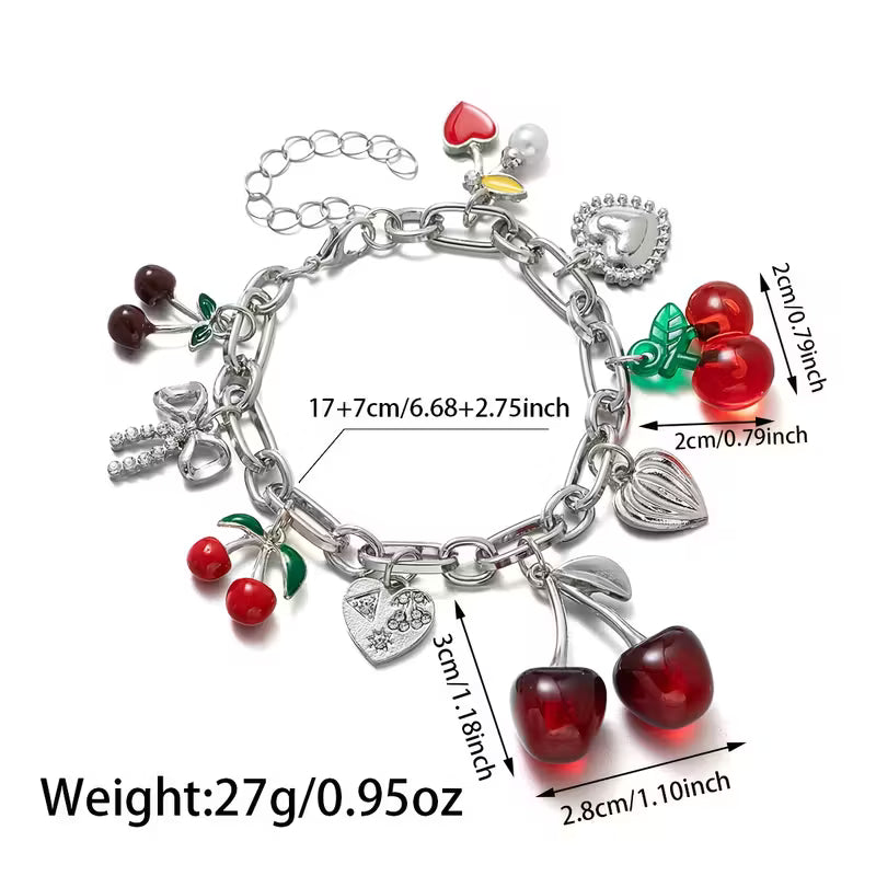 Exquisite and Adorable Red Cherry Bracelet
