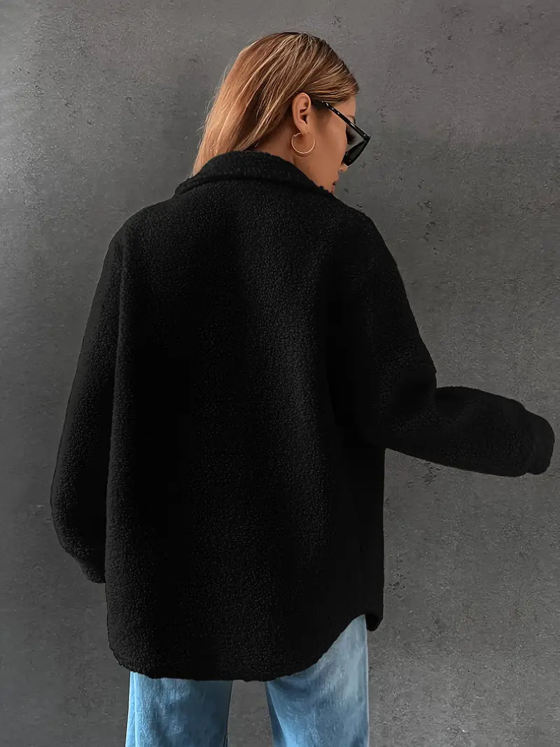 Plus Size - Women'S Plush Jacket with Pockets