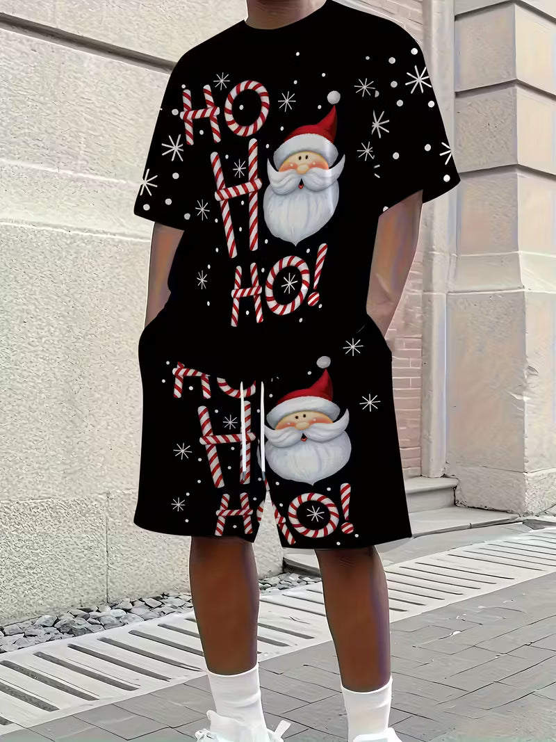 Christmas Santa & Snowflake Print Clothing Set