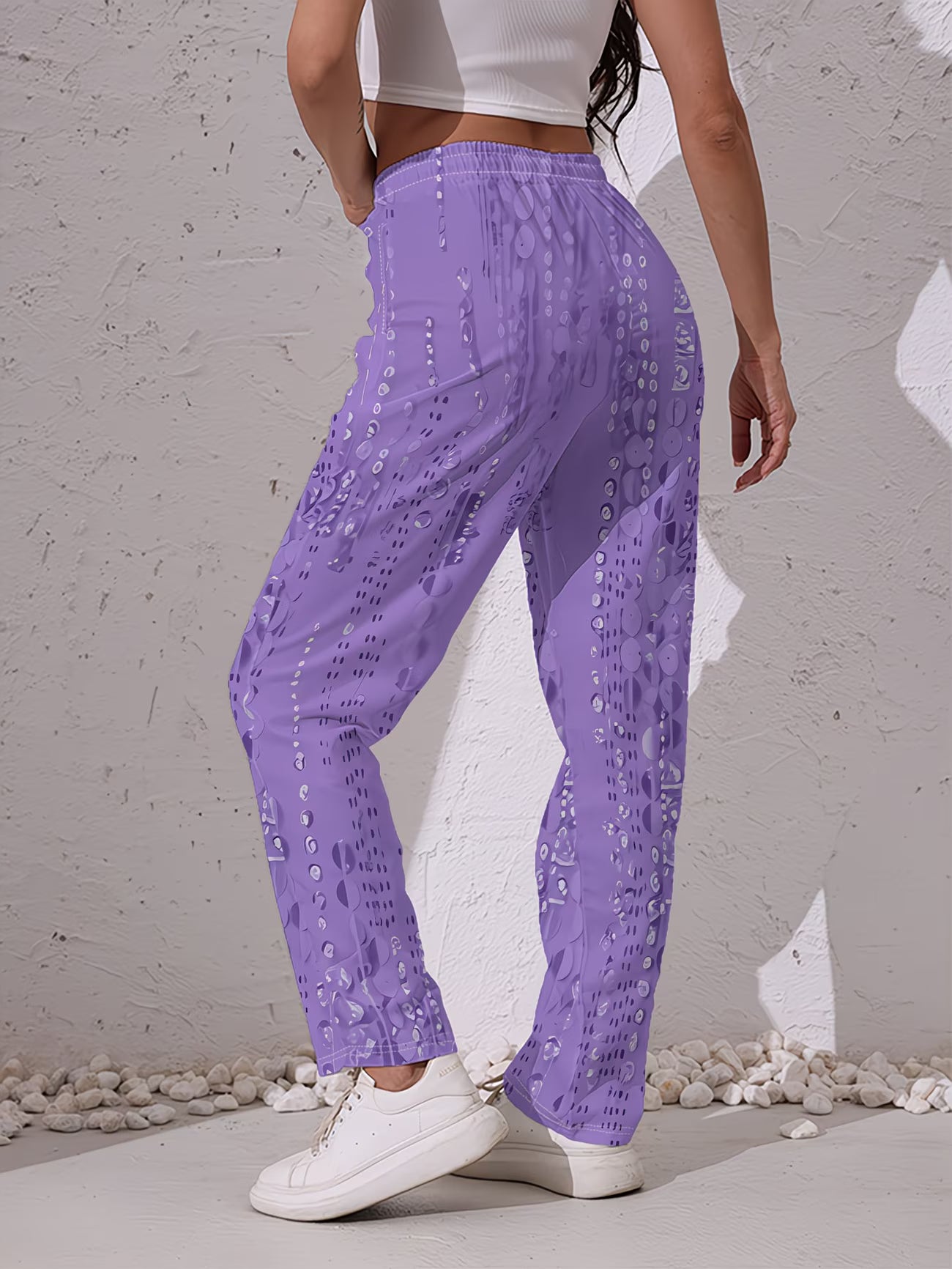 Women's Purple Sequin Polka Dot Trousers | Assorted Sequin Embellishment