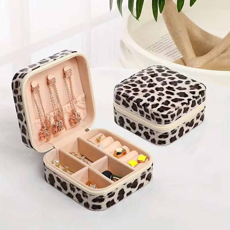 Leopard Print Faux Leather Jewelry Box