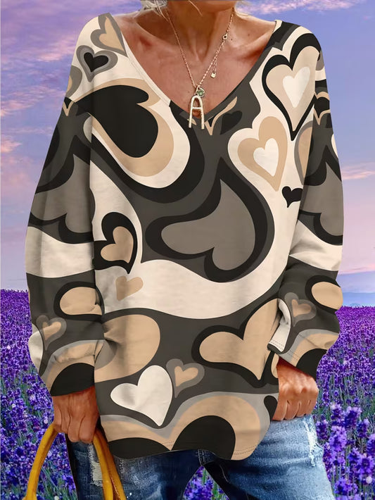 Plus Size Women'S Black Gray Beige Heart