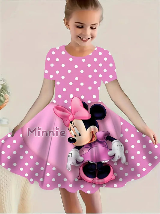 Fashion Dress for Girls Featuring a Minnie Mouse Design