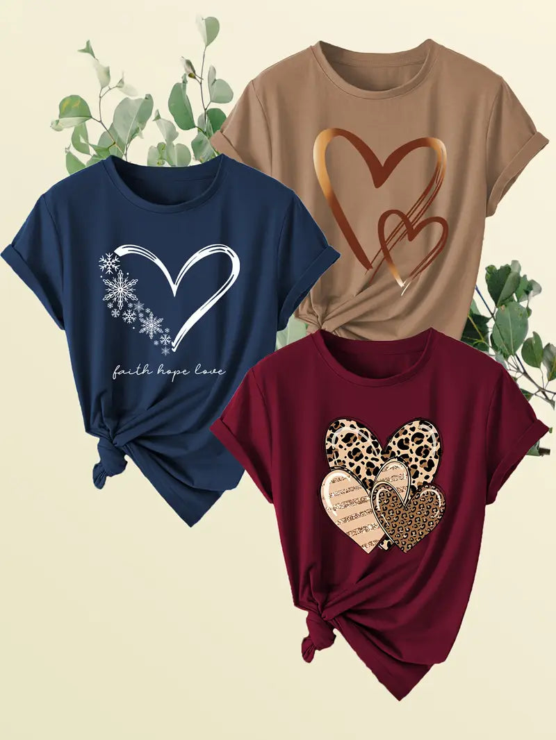 [Heart Print T-Shirts]