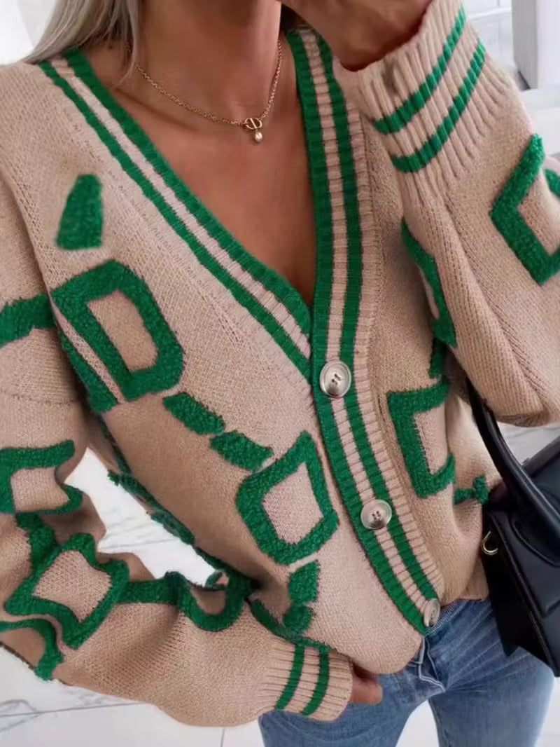 Women'S V-Neck Single-Button Cardigan Sweater Jacket