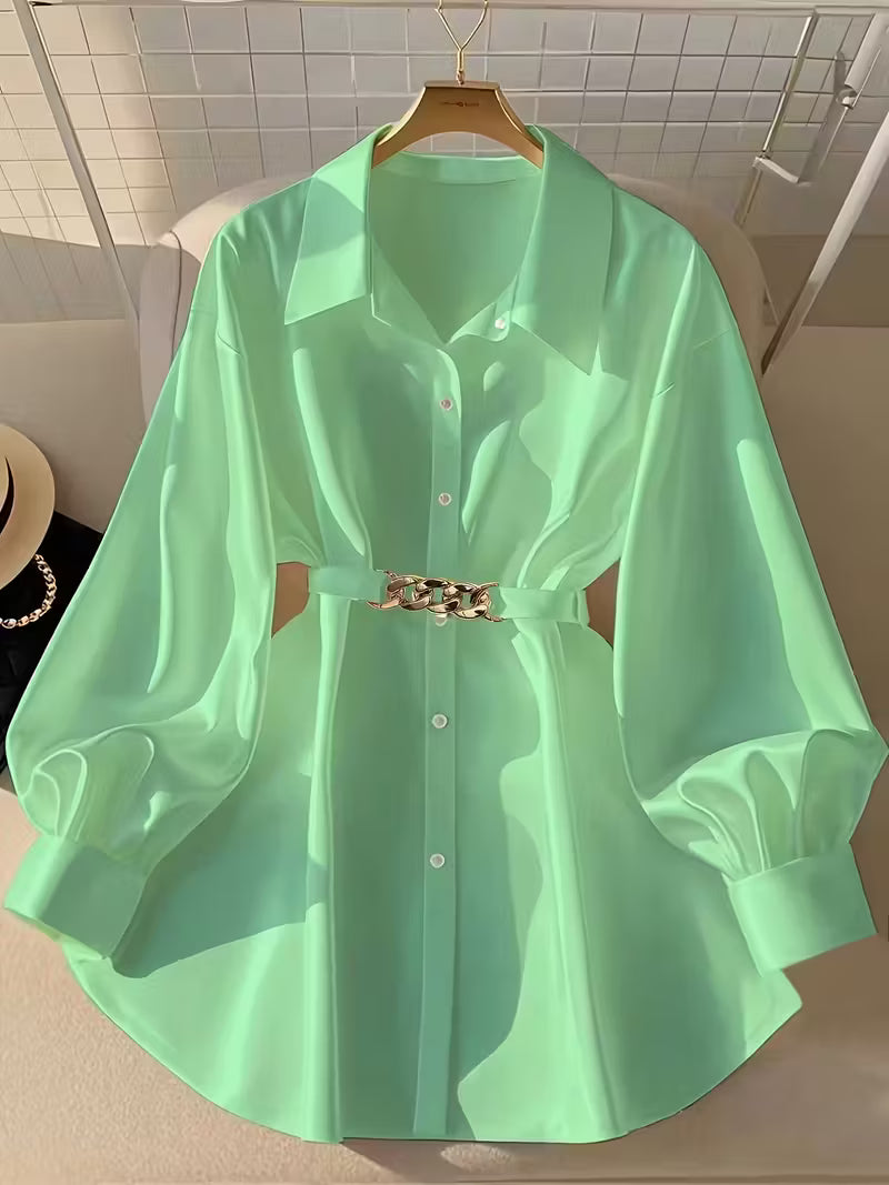 Plus-Size Women'S Solid Color Long Sleeve Top,