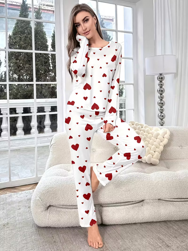 Women'S Heart Pattern Pajama Set