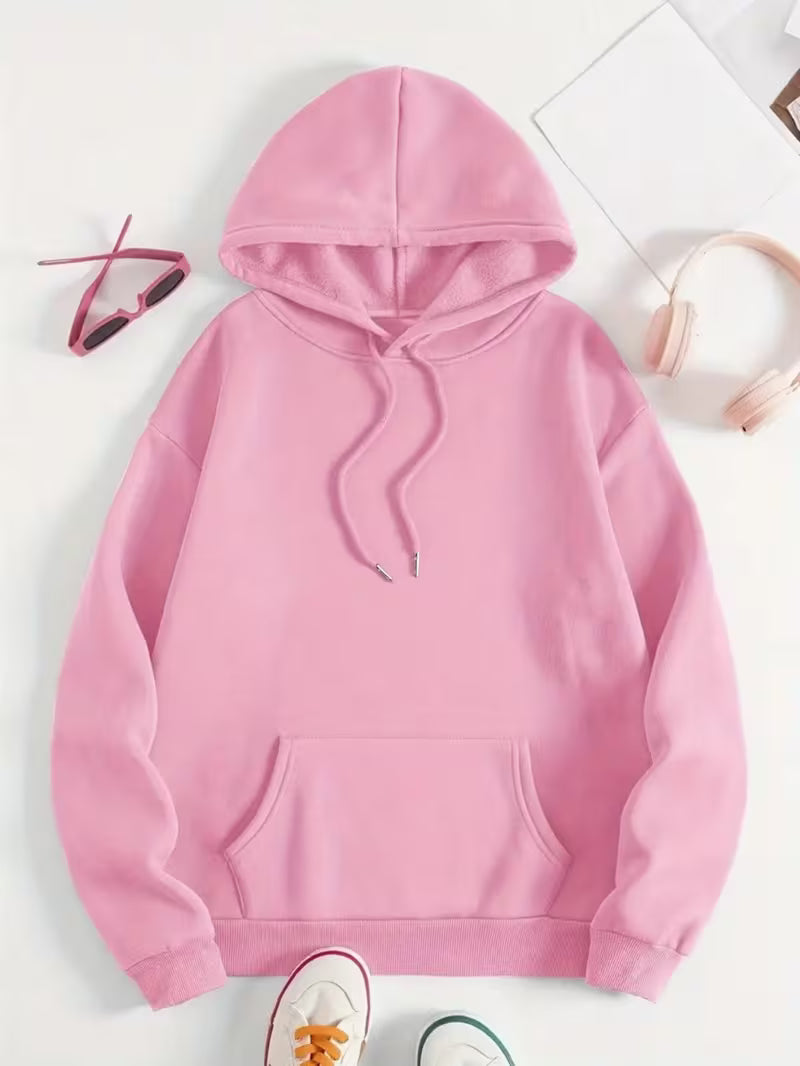 Women's pink Fleece-Lined Oversized Hoodie