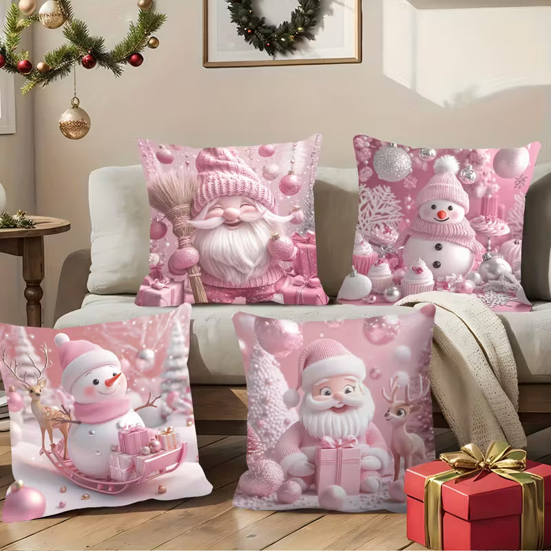 4pcs Festive Christmas Throw Pillow Covers