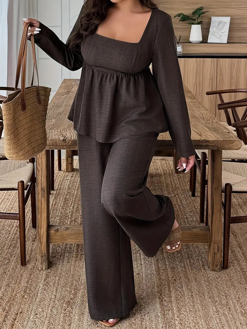 2pcs Women's Plus Size Oversized Clothing Set