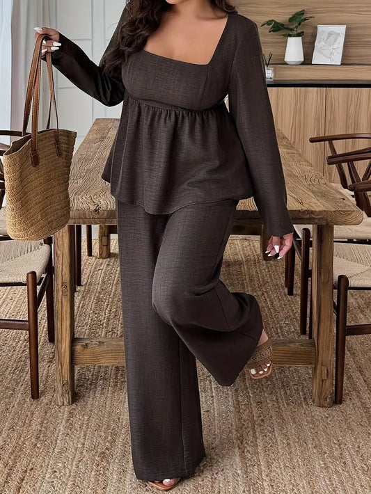 2pcs Women's Plus Size Oversized Clothing Set