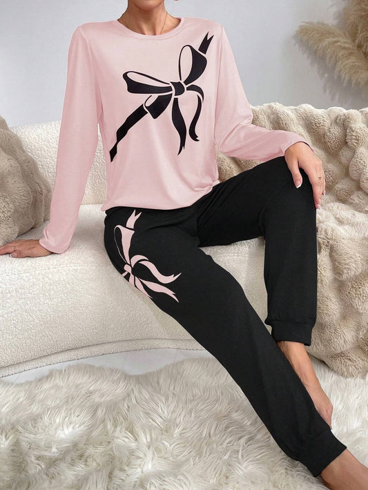 Long Sleeve Top and Black Base Pants with Butterfly Pattern