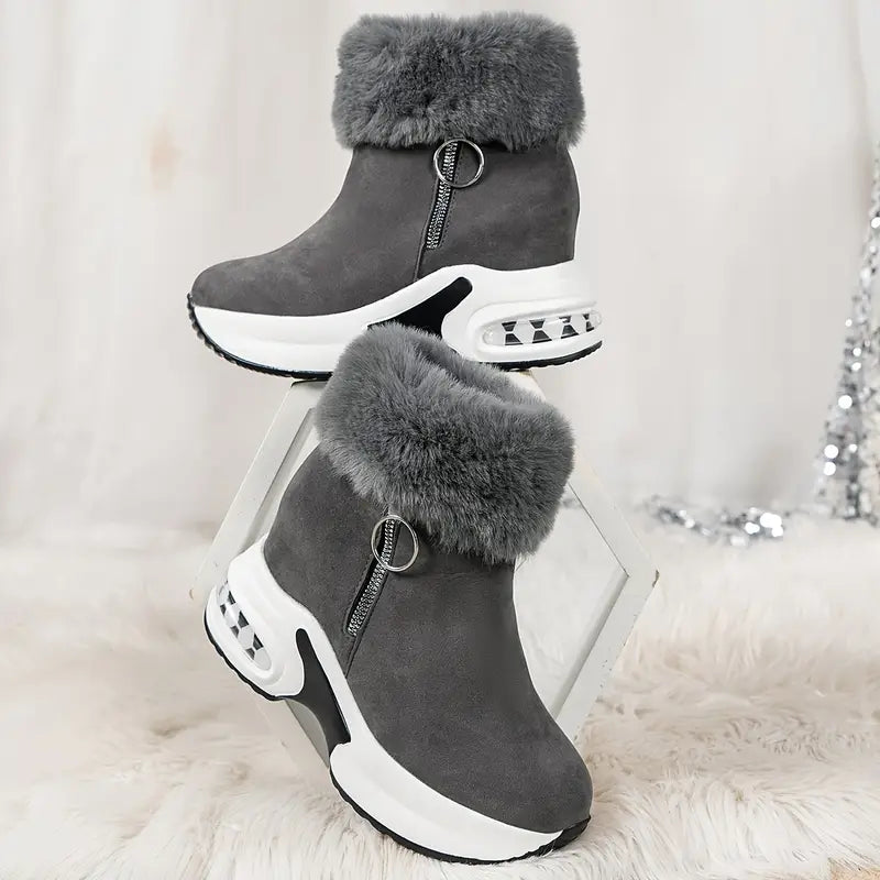 Women's Platform Ankle Boots with Zipper Closure