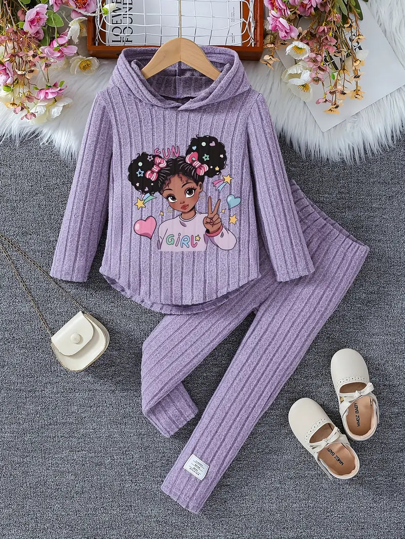 Adorable Girls' Hoodie & Joggers Set