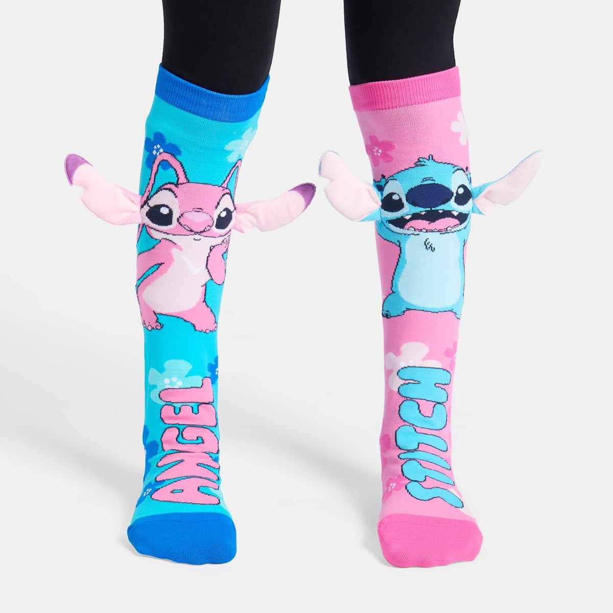 Kids Novelty Stitch Over the Knee Socks - Blue/Pink