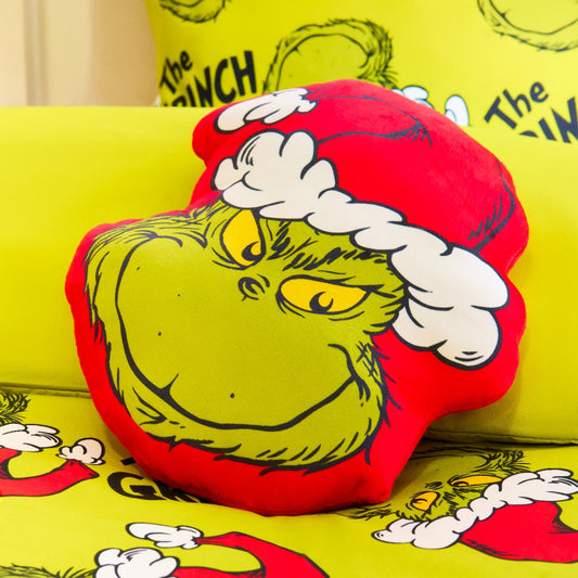 Grinch Shaped Cushion - Green/Red