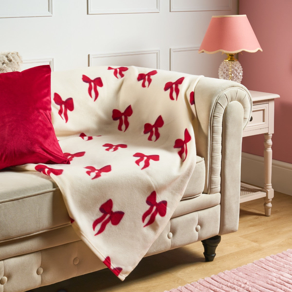 Bow Print Fleece Throw