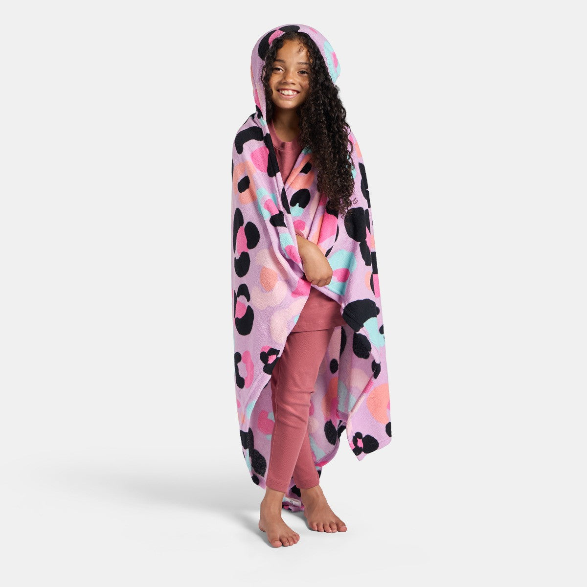 Leopard Print Hooded Blanket - Lilac