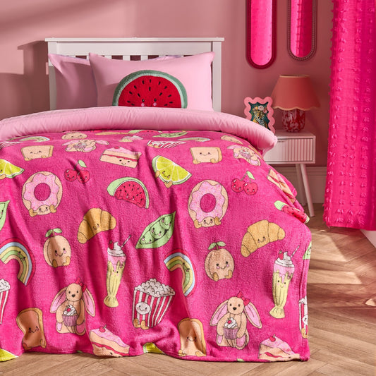 Sweetie Pies Print Ultra Soft Throw - Magenta