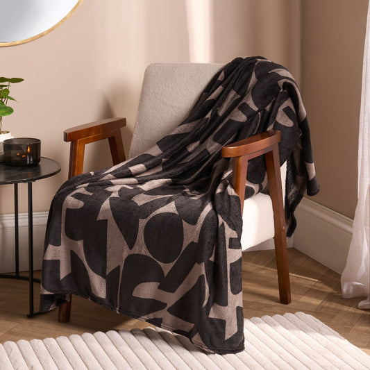 Abstract Print Ultra Soft Throw - Brown