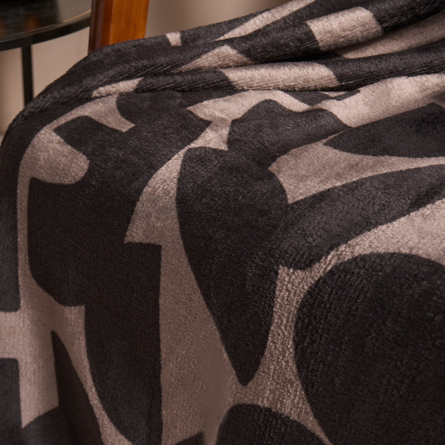 Abstract Print Ultra Soft Throw - Brown