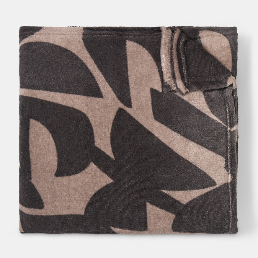 Abstract Print Ultra Soft Throw - Brown