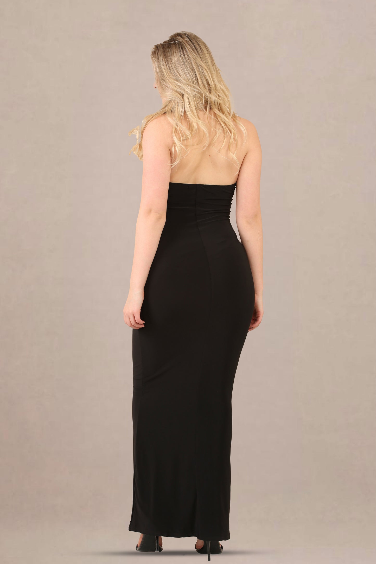 Black Cut-Out Bandeau Bodycon Fit Maxi Dress