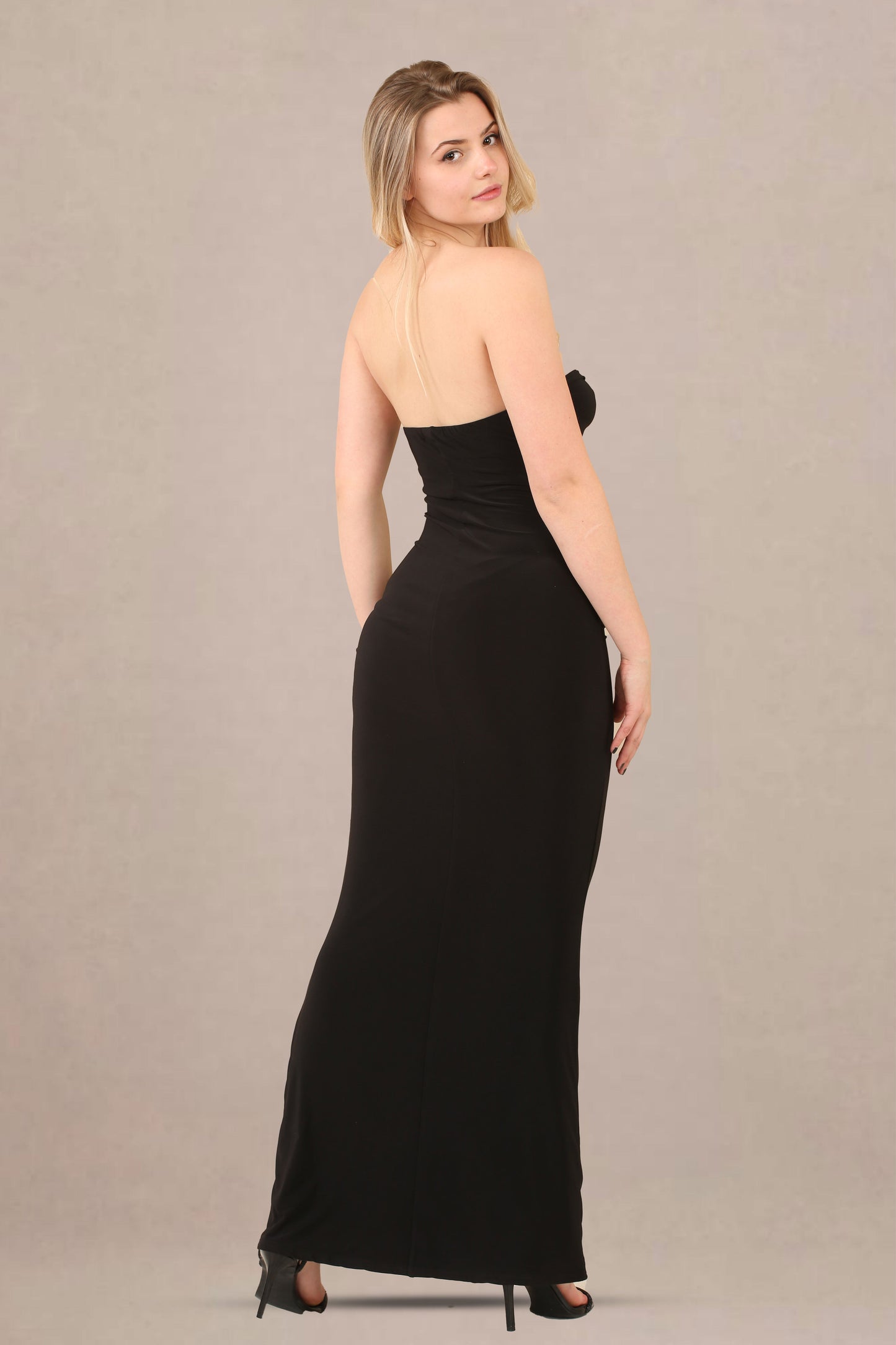 Black Cut-Out Bandeau Bodycon Fit Maxi Dress